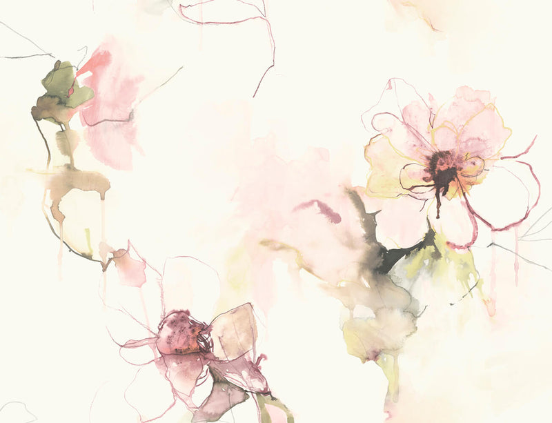 media image for Anemone Watercolor Floral Wallpaper in Pink Lemonade and Wine from the Living With Art Collection by Seabrook Wallcoverings 214
