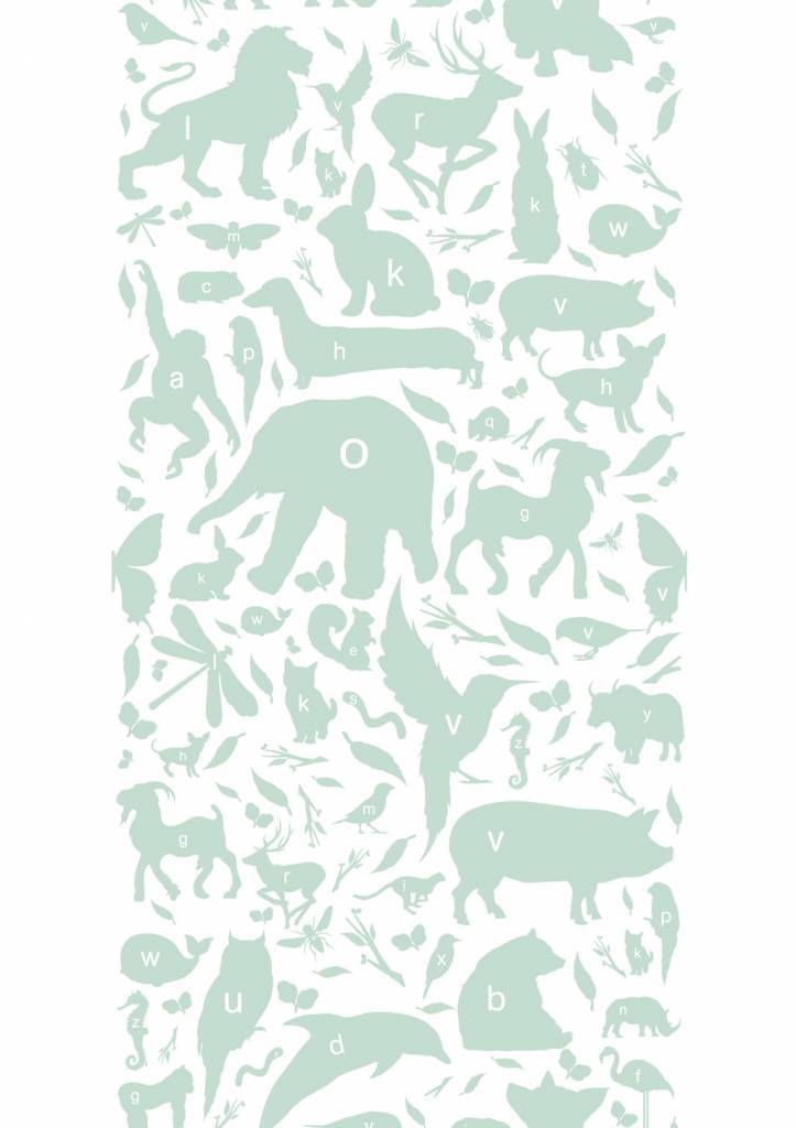 media image for Animal Alphabet Kids Wallpaper in Green by KEK Amsterdam 232