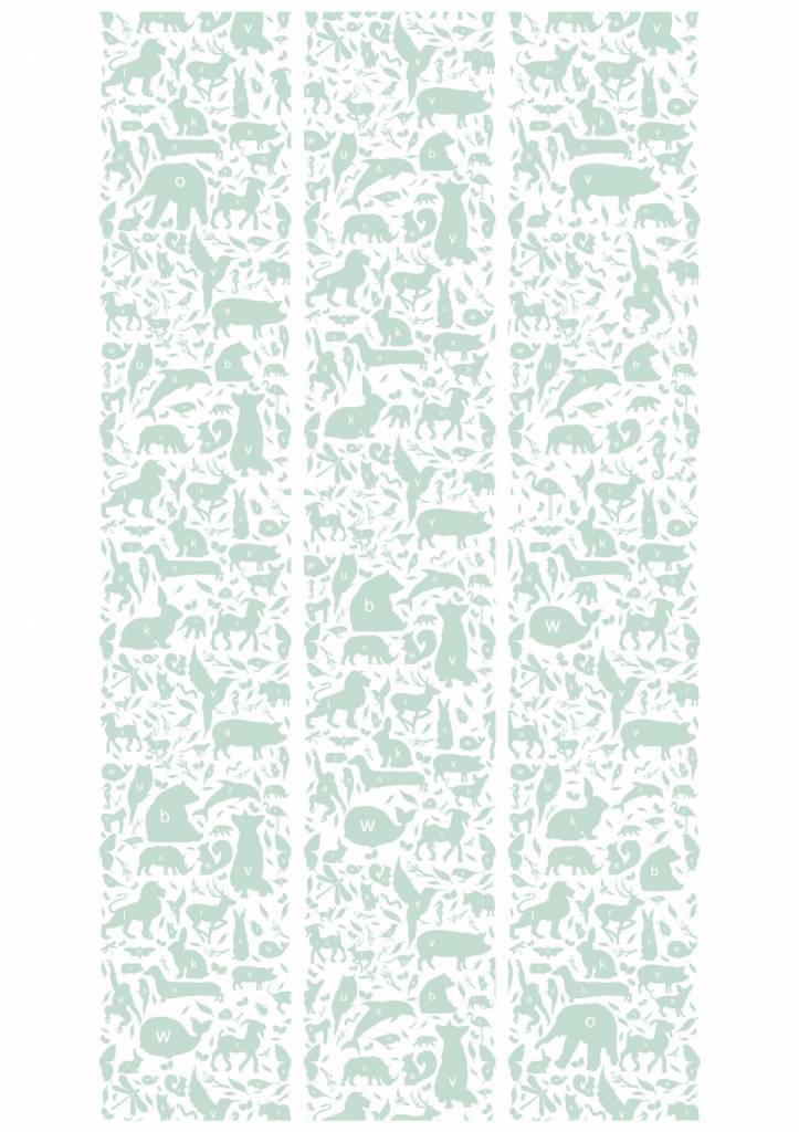 media image for Animal Alphabet Kids Wallpaper in Green by KEK Amsterdam 282