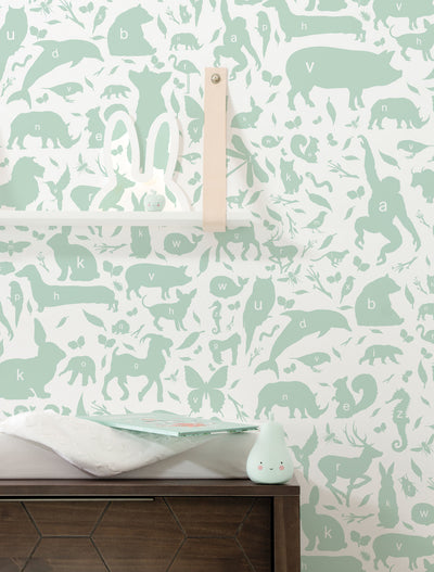 product image of Animal Alphabet Kids Wallpaper in Green by KEK Amsterdam 54