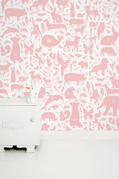 product image for Animal Alphabet Kids Wallpaper in Pink by KEK Amsterdam 6