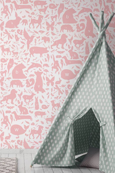 product image for Animal Alphabet Kids Wallpaper in Pink by KEK Amsterdam 38