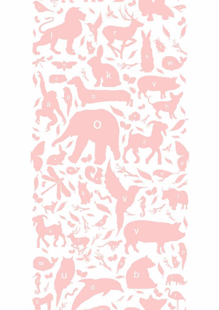 media image for Animal Alphabet Kids Wallpaper in Pink by KEK Amsterdam 213