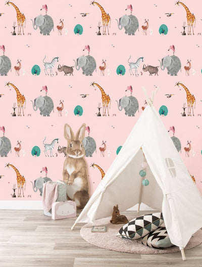 product image of Animal Mix Wallpaper in Pink by KEK Amsterdam 526