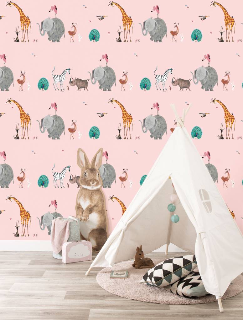 media image for Animal Mix Wallpaper in Pink by KEK Amsterdam 296