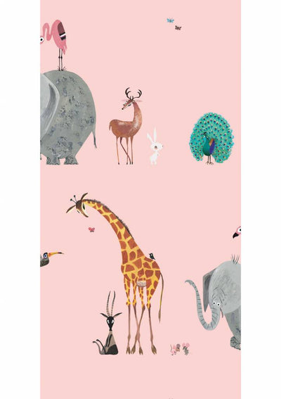product image for Animal Mix Wallpaper in Pink by KEK Amsterdam 90