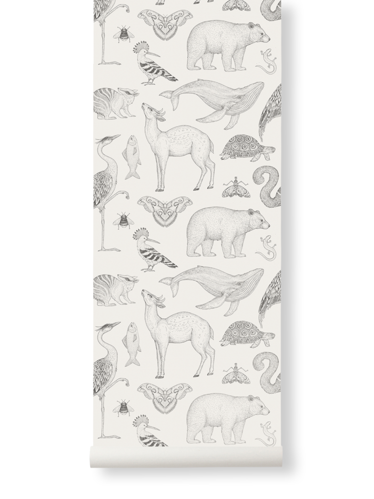 media image for Animals Wallpaper in Off-White by Katie Scott for Ferm Living 292