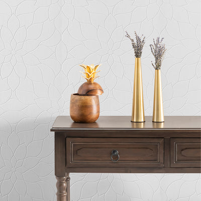product image for Anselm White Floral Bloom Paintable Wallpaper by Brewster Home Fashions 17