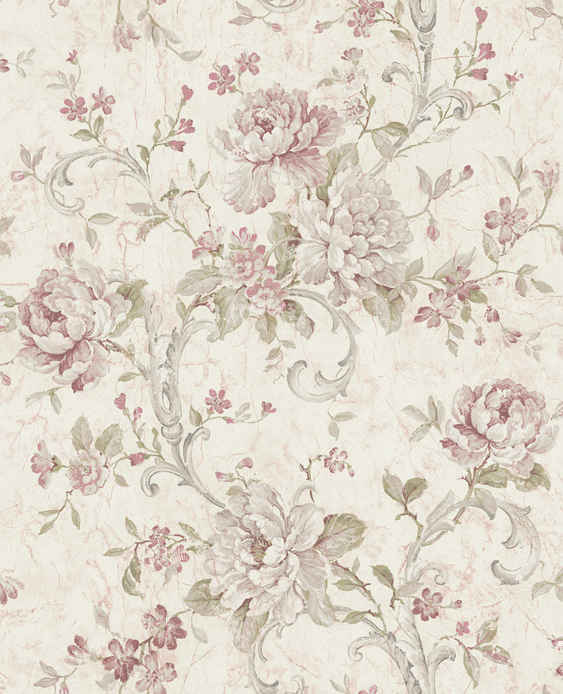 media image for Antiqued Rose Wallpaper in Dusty Mauve from the Vintage Home 2 Collection by Wallquest 249