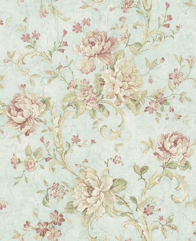 product image of Antiqued Rose Wallpaper in Morning Rose from the Vintage Home 2 Collection by Wallquest 54