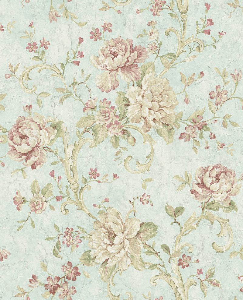 media image for Antiqued Rose Wallpaper in Morning Rose from the Vintage Home 2 Collection by Wallquest 25