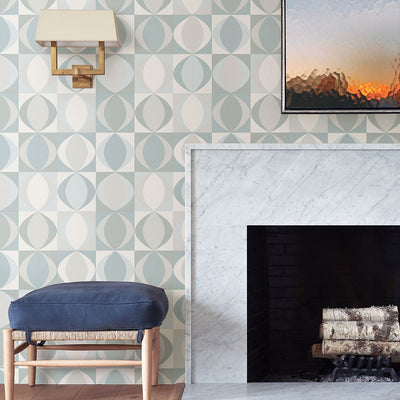 product image of Archer Linen Geometric Wallpaper in Light Blue from the Bluebell Collection by Brewster Home Fashions 554