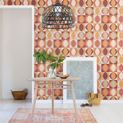 product image for Archer Linen Geometric Wallpaper in Red from the Bluebell Collection by Brewster Home Fashions 88
