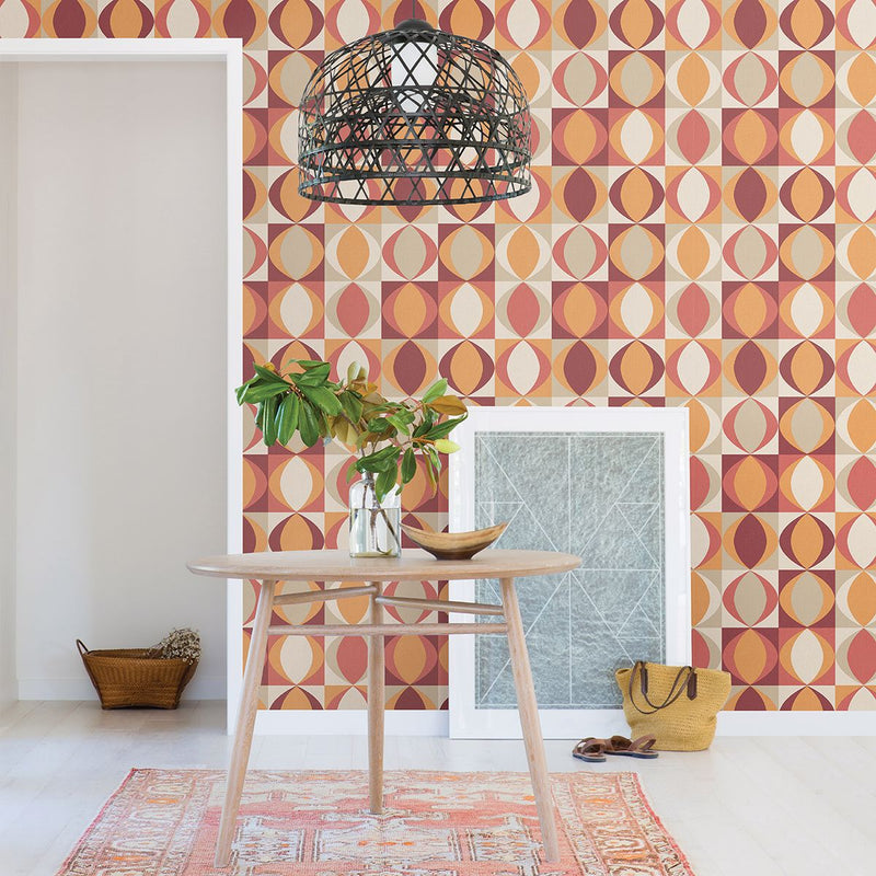 media image for Archer Linen Geometric Wallpaper in Red from the Bluebell Collection by Brewster Home Fashions 230