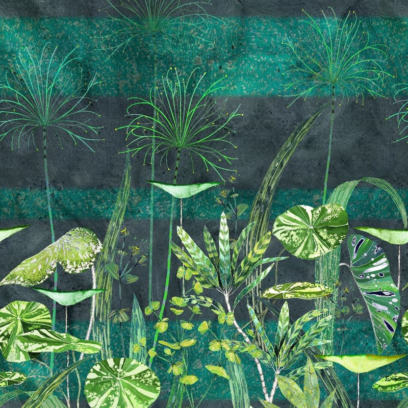 media image for Arjuna Leaf Wall Mural in Viridian from the Zardozi Collection by Designers Guild 21