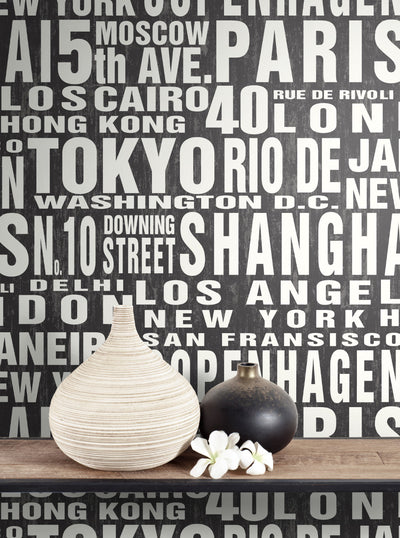 product image for Around The World Peel-and-Stick Wallpaper in Black and White by NextWall 62