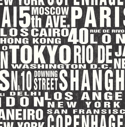 product image of Around The World Peel-and-Stick Wallpaper in Black and White by NextWall 59