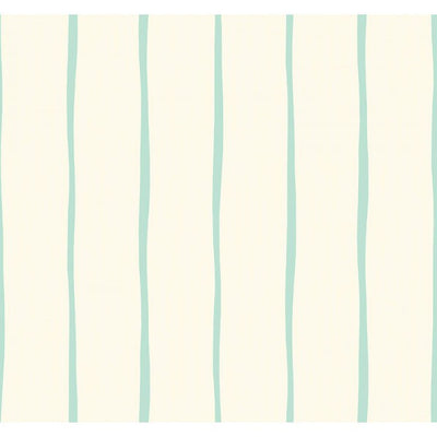 product image of Aruba Stripe Wallpaper in Ivory and Aqua from the Tortuga Collection by Seabrook Wallcoverings 530