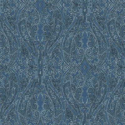 product image for Ascot Damask Wallpaper in Blue from the Traveler Collection by Ronald Redding 28