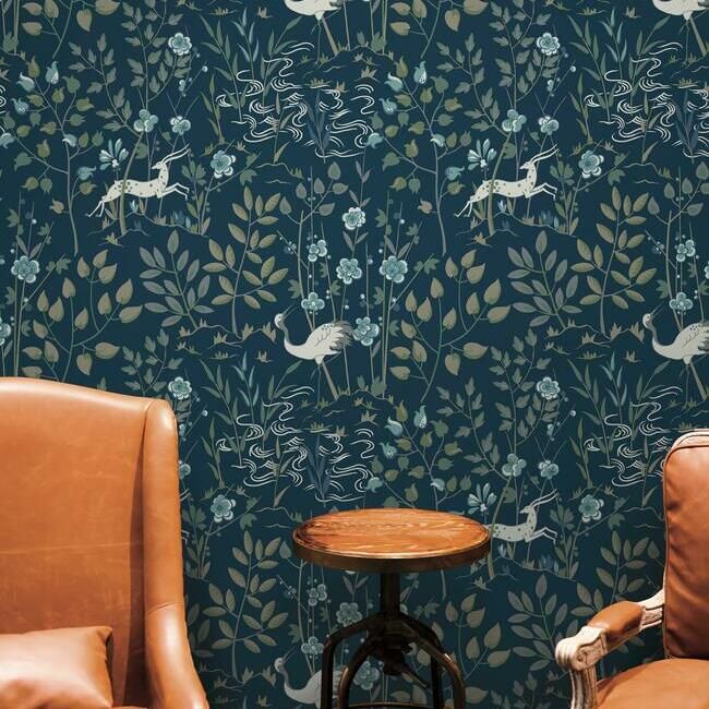 media image for Aspen Wallpaper in Dark Blue from the Traveler Collection by Ronald Redding 285