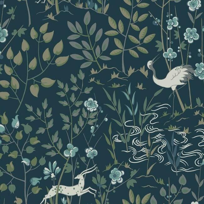 media image for Aspen Wallpaper in Dark Blue from the Traveler Collection by Ronald Redding 294