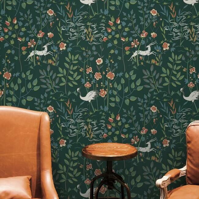 media image for Aspen Wallpaper in Dark Green from the Traveler Collection by Ronald Redding 278