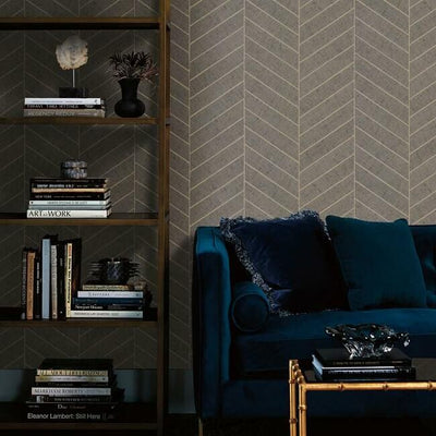 product image for Atelier Herringbone Wallpaper in Grey from the Traveler Collection by Ronald Redding 32