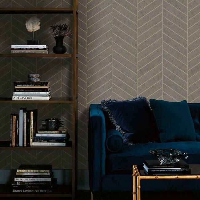 media image for Atelier Herringbone Wallpaper in Grey from the Traveler Collection by Ronald Redding 276