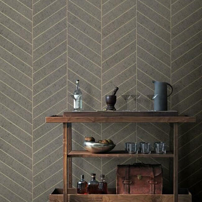 product image for Atelier Herringbone Wallpaper in Grey from the Traveler Collection by Ronald Redding 73
