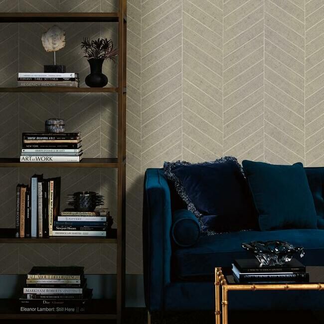 media image for Atelier Herringbone Wallpaper in Poff White from the Traveler Collection by Ronald Redding 236