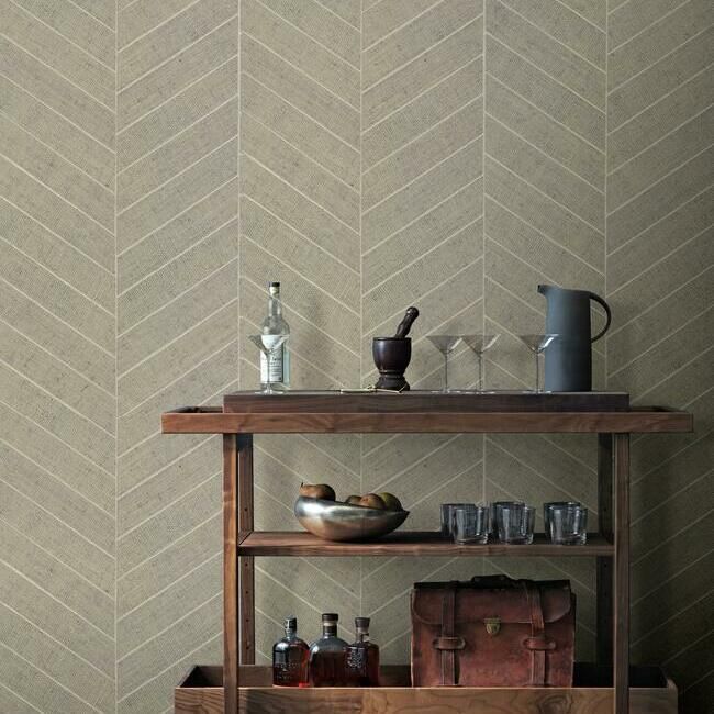 media image for Atelier Herringbone Wallpaper in Poff White from the Traveler Collection by Ronald Redding 271