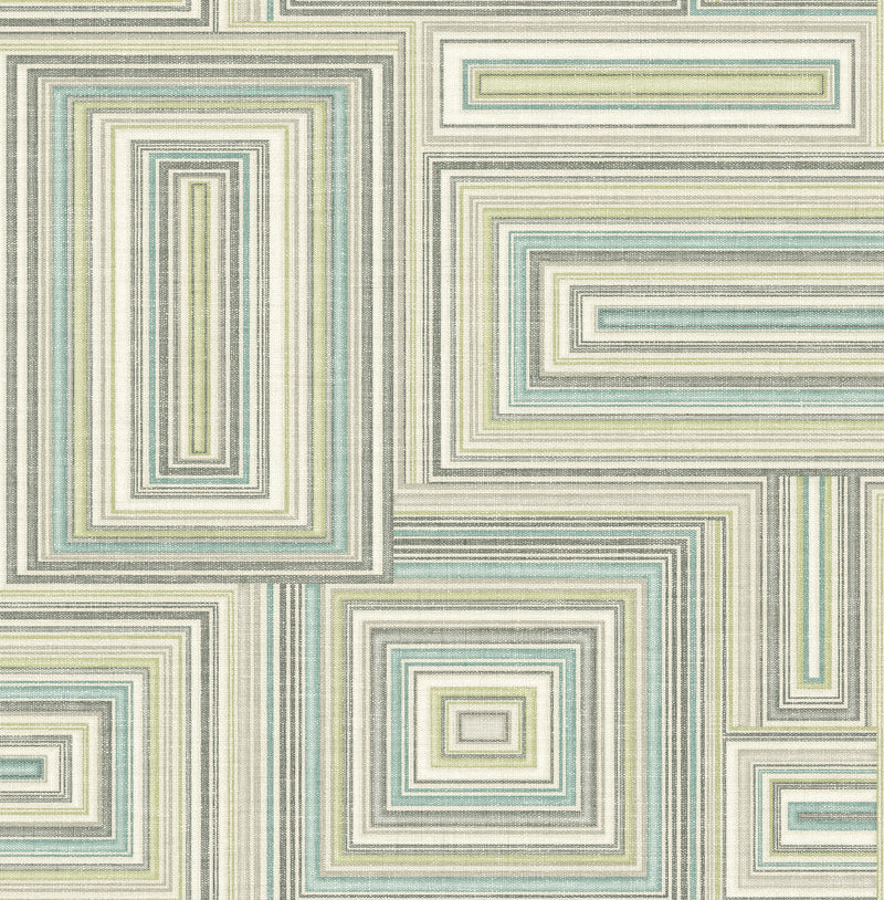 media image for Attersee Squares Wallpaper in Blue and Green from the Lugano Collection by Seabrook Wallcoverings 254