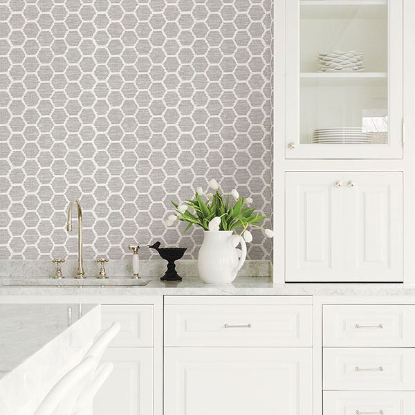media image for Aura Honeycomb Wallpaper in Lavender from the Celadon Collection by Brewster Home Fashions 256