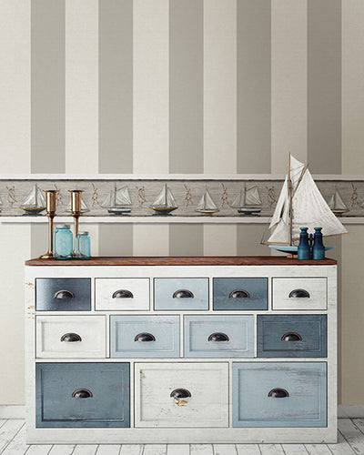 product image for Awning Grey Stripe Wallpaper from the Seaside Living Collection by Brewster Home Fashions 76
