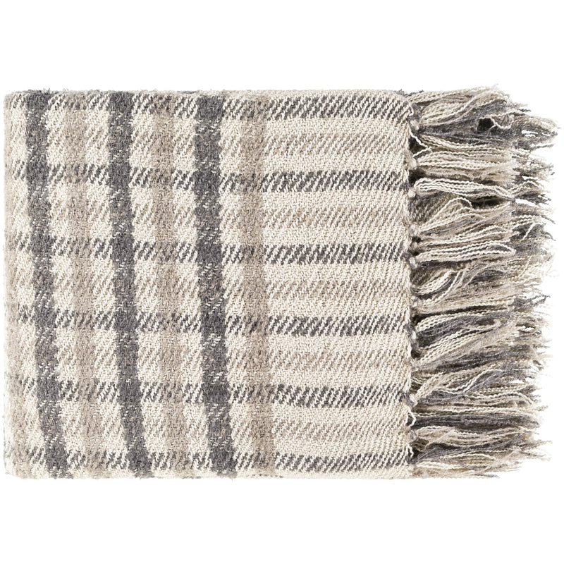 media image for Barke BAK-1000 Hand Woven Throw in Beige & Charcoal by Surya 282
