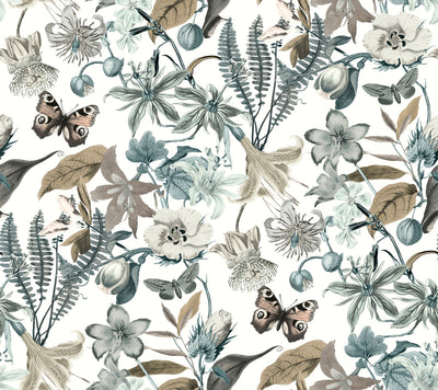 product image for Butterfly House Wallpaper in Neutral/Blue from the Blooms Second Edition 14
