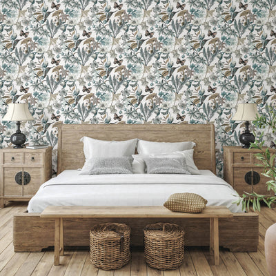 product image for Butterfly House Wallpaper in Neutral/Blue from the Blooms Second Edition 74