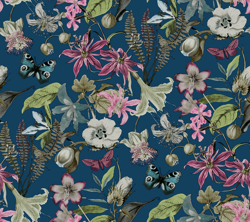 media image for Butterfly House Wallpaper in Navy from the Blooms Second Edition 214