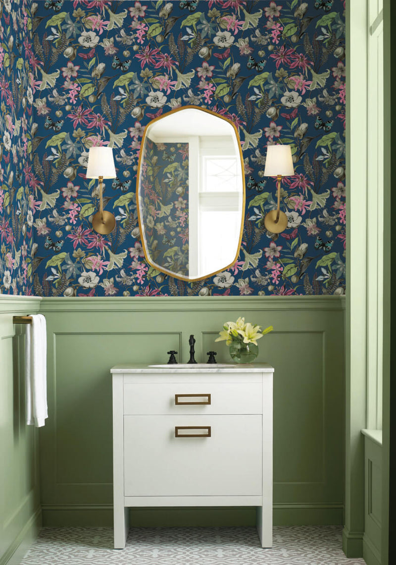 media image for Butterfly House Wallpaper in Navy from the Blooms Second Edition 299