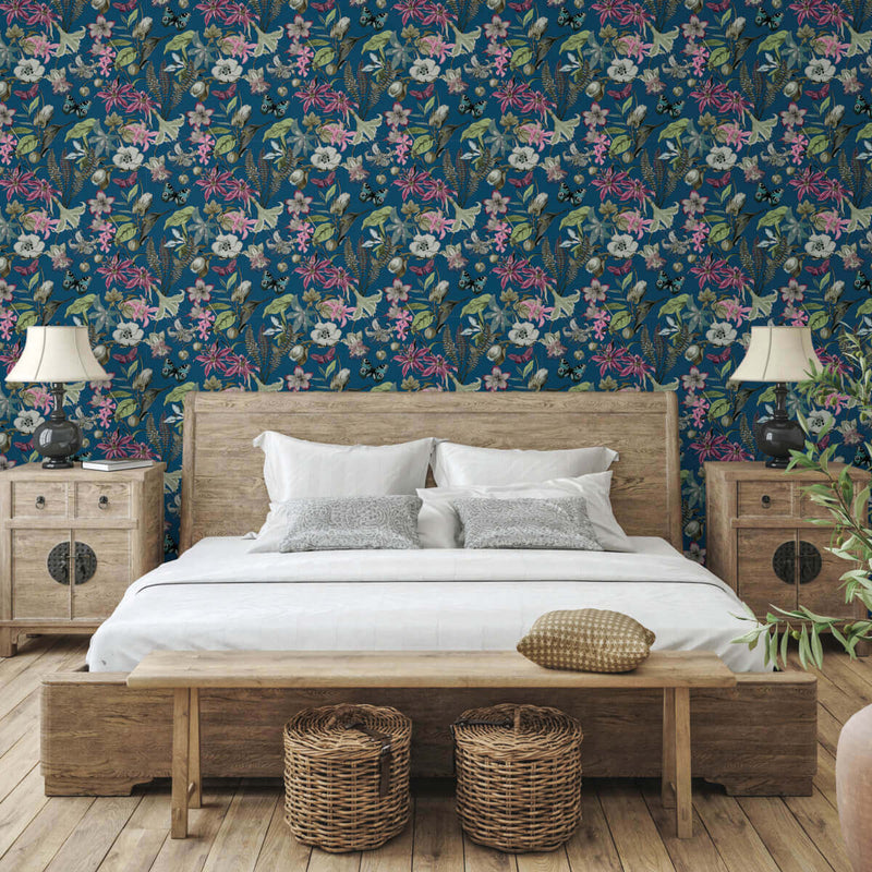 media image for Butterfly House Wallpaper in Navy from the Blooms Second Edition 219