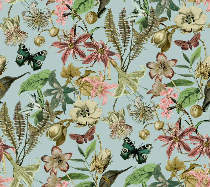 media image for Butterfly House Wallpaper in Sky Blue from the Blooms Second Edition 253