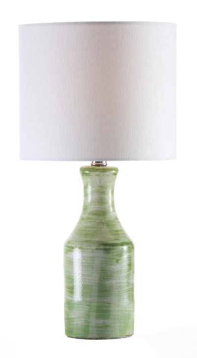 product image of Bungalow Table Lamp with Shade – Green & White Swirl UNO Socket design by Jamie Young 512