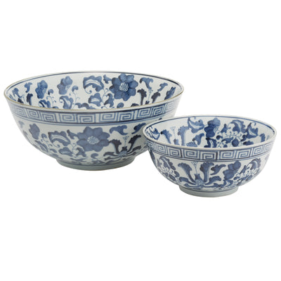 product image of Set of 2 Blue and White Lotus Flower Lianzu Decorative Bowls design by Tozai 518