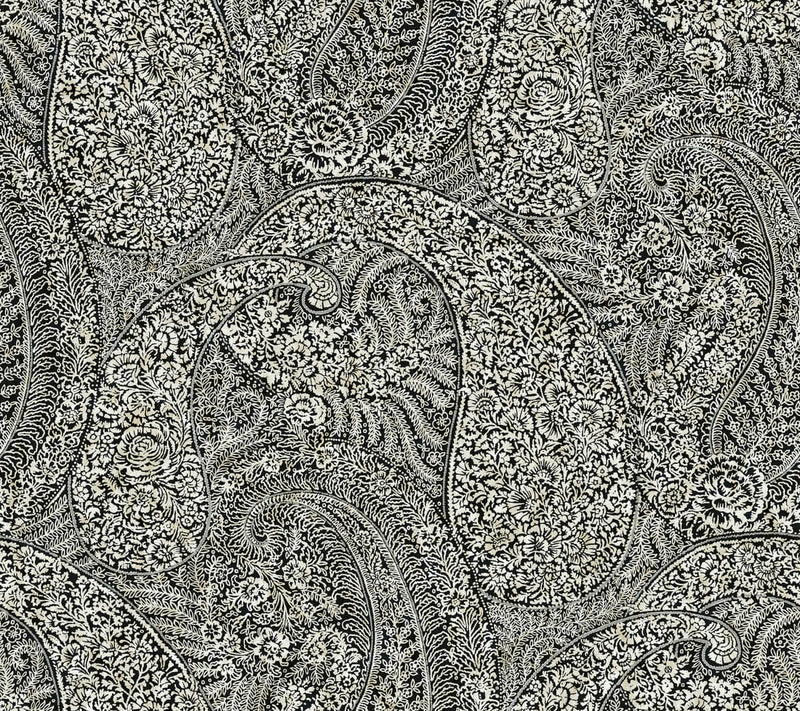 media image for Kashmir Dreams Paisley Wallpaper in Black from the Bohemian Luxe Collection by Antonina Vella 220