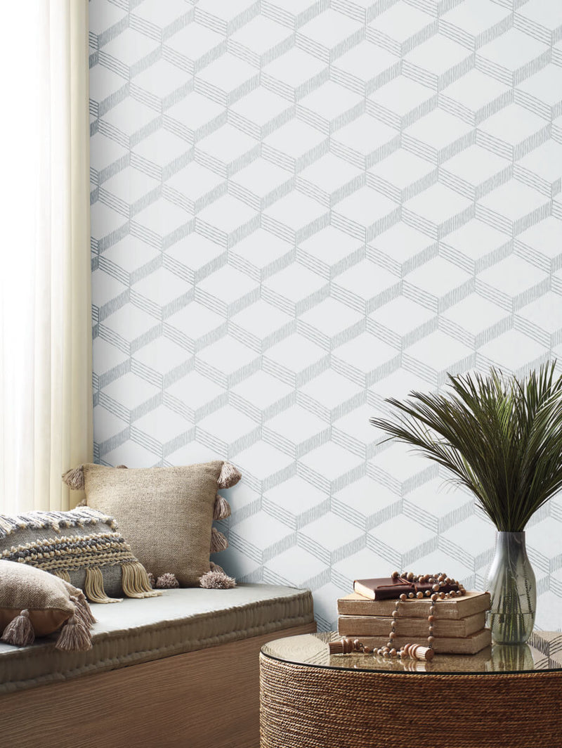 media image for Palisades Paperweave Wallpaper in White/Grey from the Bohemian Luxe Collection by Antonina Vella 263