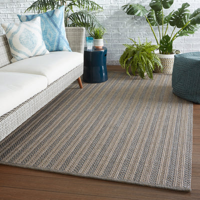product image for Madaket Handmade Indoor/Outdoor Stripes Rug in Taupe & Gray 13