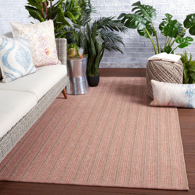 media image for Topsail Indoor/Outdoor Striped Rose & Taupe Rug by Jaipur Living 289