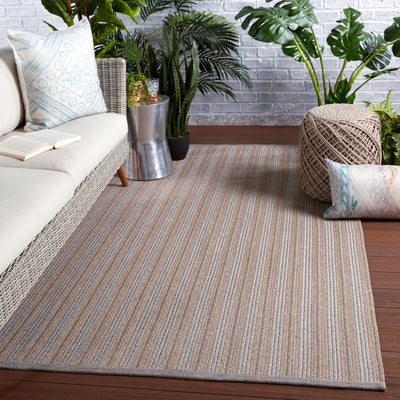 product image for Topsail Indoor/Outdoor Striped Grey & Taupe Rug by Jaipur Living 59