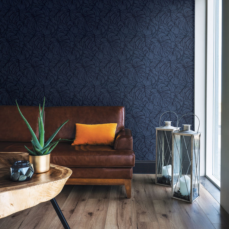 media image for Balboa Botanical Wallpaper in Indigo from the Scott Living Collection by Brewster Home Fashions 211