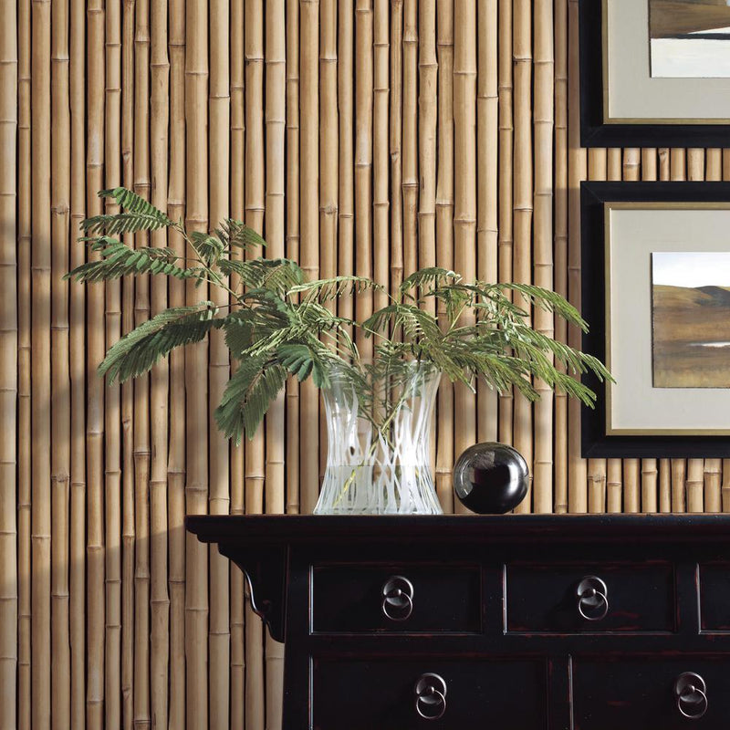 media image for bamboo peel stick wallpaper in brown by roommates for york wallcoverings 4 253